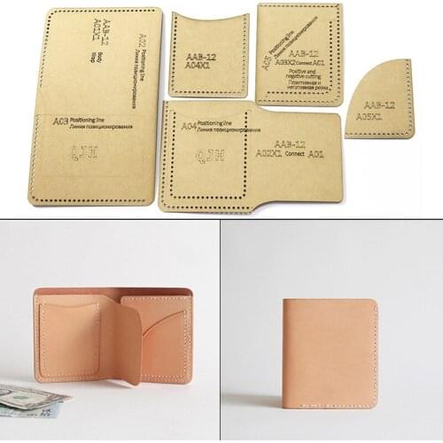 DIY Womens Fold Wallet Kraft Paper Template Sewing Drawing Pattern Leather Short Purse Mold Sewing Stencils Supplies