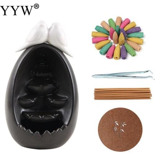 White Lovebird Ceramic Backflow Incense Ornaments Zen Creative Vintage For Home Or Office Decoration Incense Stick Holder