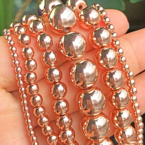 AAA Natural Stone Rose Gold Hematite Beads Round Loose Spacer Beads For Jewelry Making DIY Bracelet Necklace 2/3/4/6/8/10mm