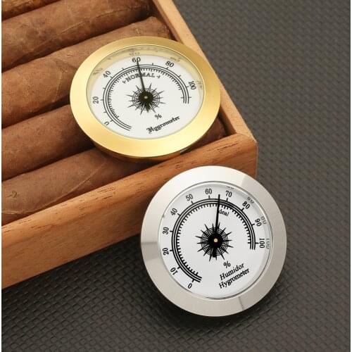 Round Precision Humidor Cigar Hygrometer Mini Portable Mechanical Accurate Humidor Hygrometer Humidity Gauge Cigars Accessories