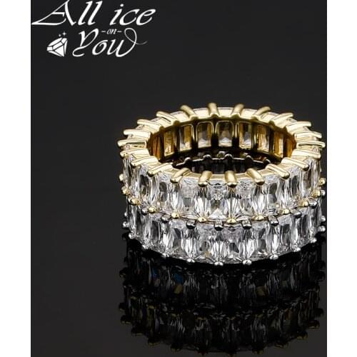 2021 New Top Iced Out Luxury Cubic Zirconia Ring Cuban Square Hip Hop Fashion Jewelry wedding band eternity Women Ring For Gift