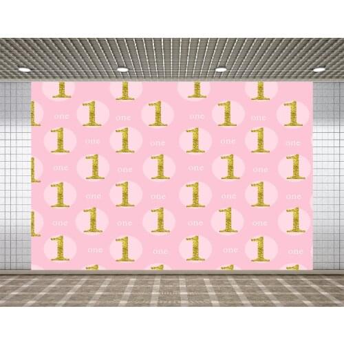 Lyavshi Baby 1st Birthday Party backdrop Banner Photography Background Golden Pink Wave Point Decoration Photobooth Custom