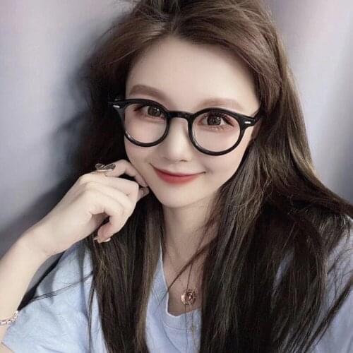 New Fashion Anti-blue Glasses Trend Retro Small Round Frame Flat Mirror Ins College Wind Net Red Glasses Frame