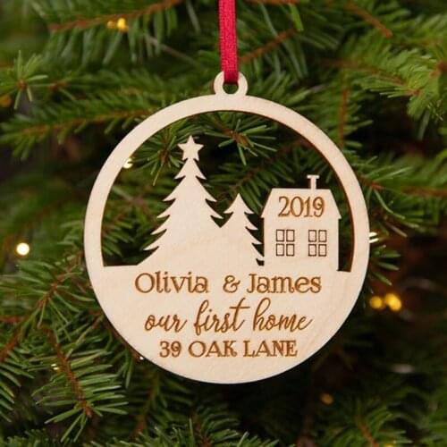 New Home Ornament, Our First Home Ornament, Wooden Christmas Ornament, First Christmas at Address, New Home Keepsake