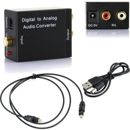 Optical Digital Stereo Audio SPDIF Toslink Coaxial Signal To Analog Converter DAC Jack To RCA Amplifiers USB Cable