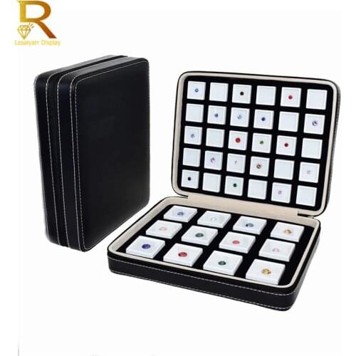Portable Quality PU Leather Gem Box Insert Storage Display Gemstone Travel Ziplock Bag Loose Diamond Organizer Gem Box Container