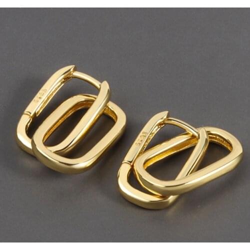 QMCOCO 925 Silver Geometric Double Elliptic Winding Earrings For Women Simple Punk Style Earrings For Girl Gifts