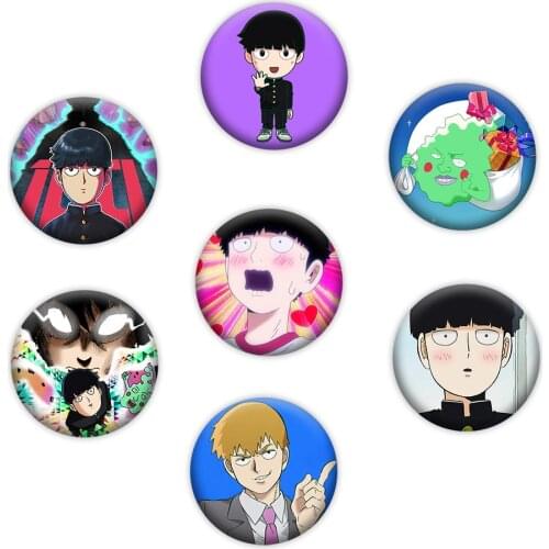 Anime Mob Psycho 100 Cosplay Props Cartoon Badge Broochs Emblem Shirt Lapel Pin Collections Accessories Gifts Favors Souvenir