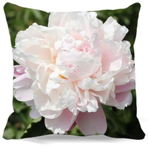 Pink White peony 2017 Spring cotton polyester cushion cover for sofa home car decor Flowers pattern Square 16" 18" 19"
