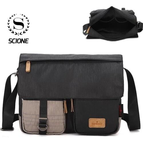 Scione Mens Shoulder Designer Bag Oxford Waterproof Vintage Messenger Laptop School Postman Bags Travel Satchel K143