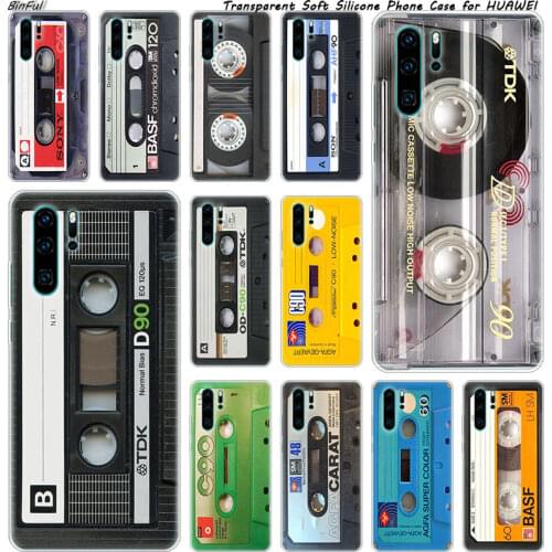 Classical Old Cassette tape Silicone Phone Case for Huawei P30 P20 Pro P10 P9 P8 Lite 2017 P Smart Z Plus 2019 NOVA 3 3i Cover