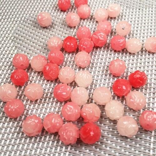 Synthetic Coral engraving Flower Round Punch loose beads isolation bead for Jewelry making DIY necklace bracelet accessories