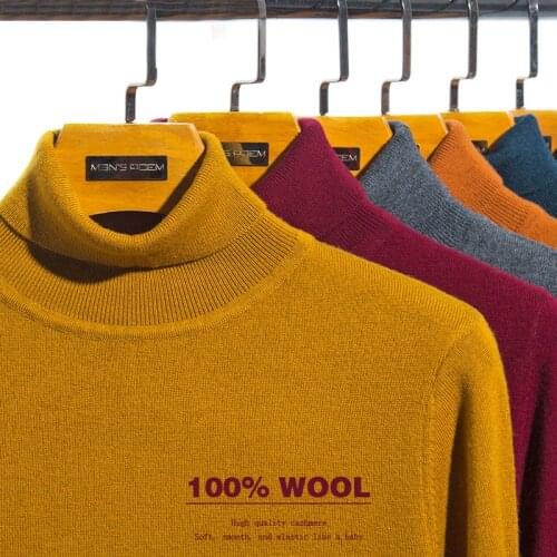 Mens Turtleneck Sweater Autumn Winter New Casual Solid Color Warm Slim Fit Pullover Sweaters Male Brand Clothes