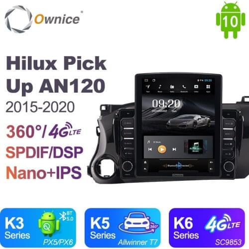 Tesla Style DSP PX6 9.7" Android 10.0 Car Radio Stereo For Toyota Hilux Pick Up AN120 2015 - 2020 Car DVD GPS player DSP