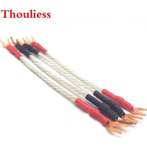 Thouliess 4pcs Hi-End CMC Pure Red Copper Yspade Nordost Odin 7N OFC Silver Plated Jumper Audio Cable HIFI Speaker Jumper Cables
