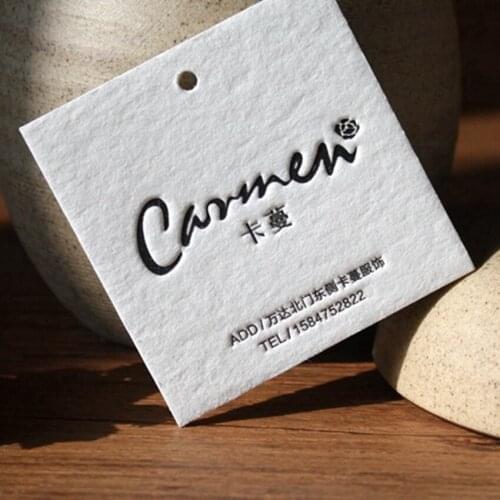 ZeQi new fashion custom hang tag printed clothes tags customized label swing tags cotton paper debossing printing