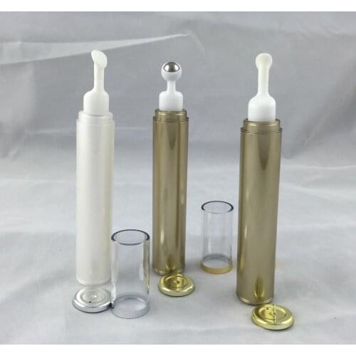 15ML gold/silver airless plastic lotion bottle or airless eyecream bottle with airless pump can used for Cosmetic Packaging
