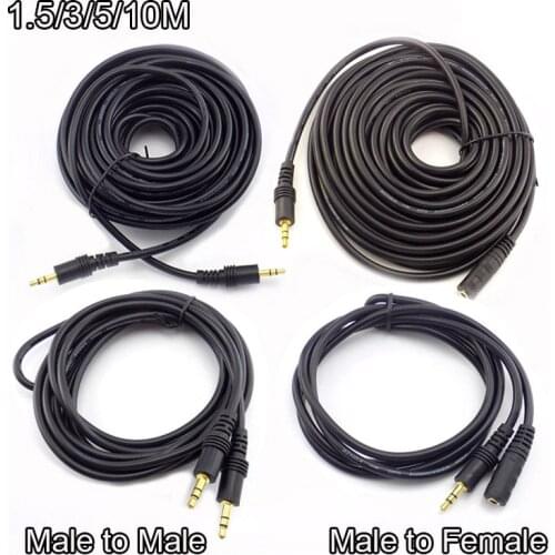 1.5/3/5/10M 3.5mm Stereo Male to Male Jack Male to Female Audio Aux Extension Cable Cord for Computer Laptop MP3/MP4 H10