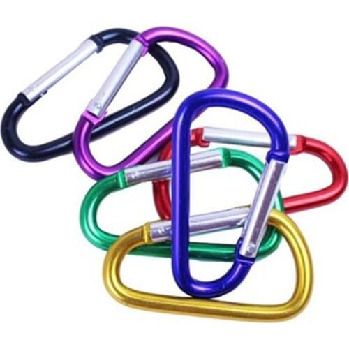 10/20PCS Carabiner Keychain Clip D-Ring Locking Hooks Carabiner Aluminum D-Shape Keychain Backpack Home Camping Hiking Equipment