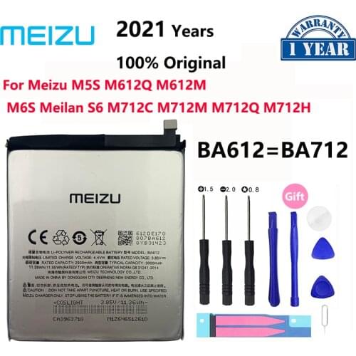 100% Original 3000mAh Battery For Meizu M5S 5S BA612 M612Q M612M BA712 M6S 6S Meilan S6 M712C/H/Q/M Phone Batteries Bateria