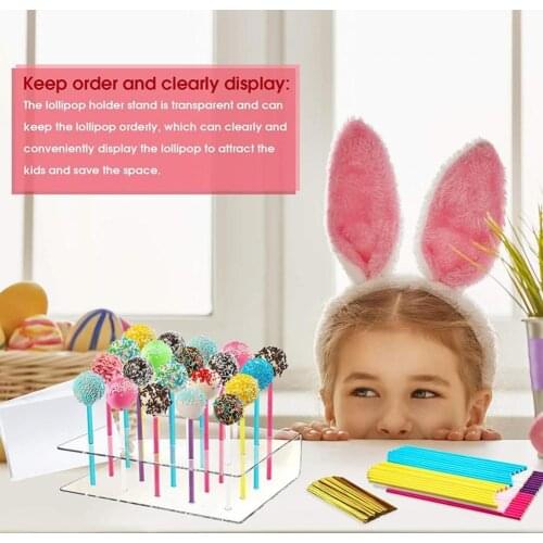 2Pcs/Set Pop Holder Creative Durable Double Layer Design Acrylic 20 Holes Cake Pop Stand Rack for Party Kitchen Baking Tools