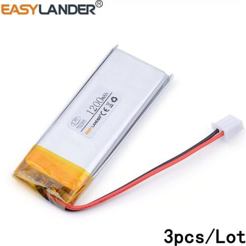 3pcs /Lot XHR-2P 2.54 1200mAh 752365 lithium Li ion polymer rechargeable battery phone charging Po power bank PAD PSP