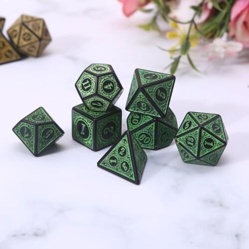 F1FD 7Pcs/Pack Different Number of Faces Resin Dice Game Props Educational Toys with Box Children Multi-faceted Digital Dice