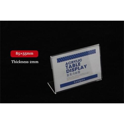 85X55mm L shape ticket card display stand Acrylic Reusable Desktop Displayer Paper Name plate Label Sign Holder Stand