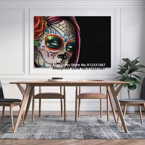 Abstract Tattoo Skull Woman Face Wall Art Print Paintings Home Decor Canvas Art Poster and Wall Art Picture Print Modern Family