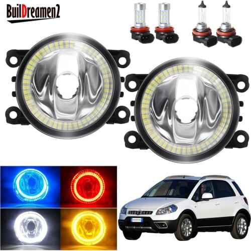 Angel Eye Fog Light Assembly For Fiat Sedici 2009-2016 Car 20W Front Bumper Fog Light Halo Ring Daytime Running Lamp H11 12V