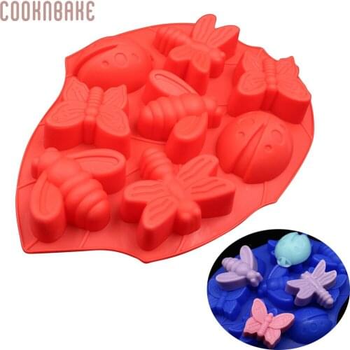 COOKNBAKE DIY 8 Cavity Silicone Mold for Cake, Chocolate, Ice cube, Jelly with Insect Butterfly Dragonfly Design SICM-008-17
