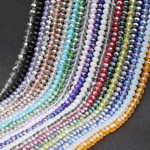 6mm AB Color Faceted Crystal Beads Charms Loose Spacer Glass Beads Round Jewelry Beads for Jewelry Making DIY Bracelet 98PCS