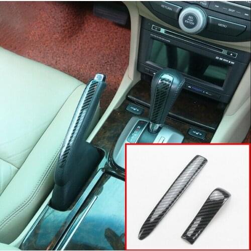 FOR Honda Accord 8th 2008-2012 2pcs carbon fiber car Handbrake Gear shift knob trim