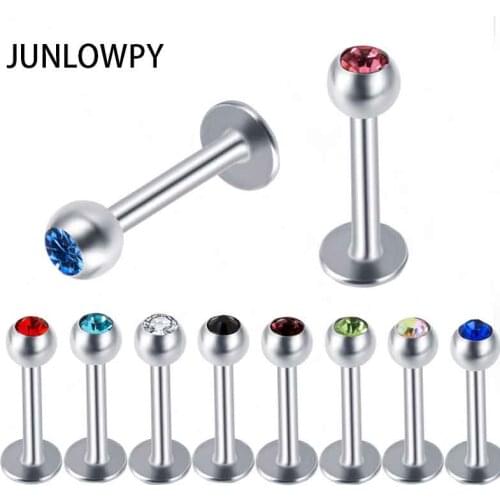 TIANCIFBYJS Labret Lip Bar Rings Tragus Stud Helix Lip Stud Ring Gem 3mm Balls 16G 6/8/10/12mm Lar Body jewelry Ear Piericng