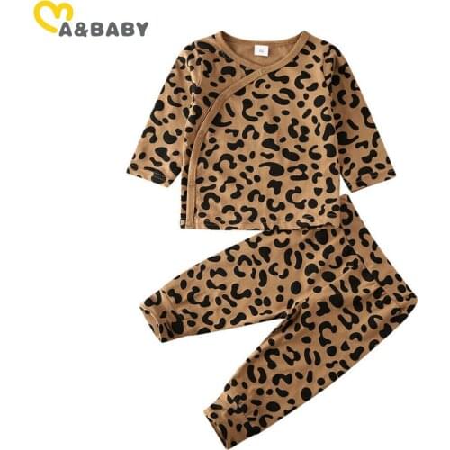Ma&Baby 0-12M Infant Newborn Baby Boy Girl Leopard Sleep Set Long Sleeve Button Sleepwear Robes Pajamas set