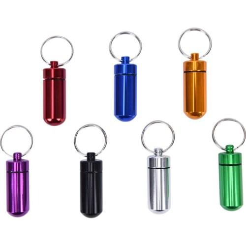 Waterproof Aluminum Bottle Cache Drug Holder Mini Pill Box CaseContainer Keychain Medicine Box Health Care 1PC