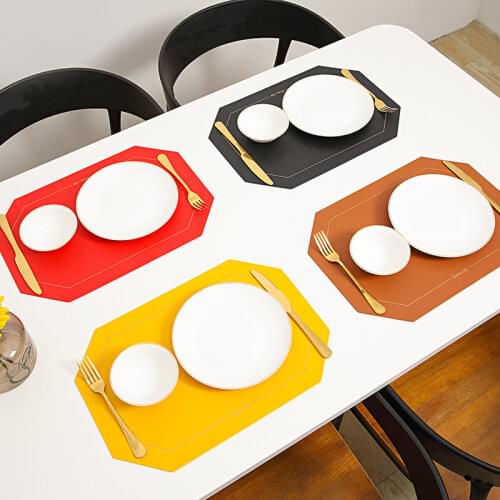 Place Mat Tableware Pad Placemat Table Mat Heat Insulation PU Leather Placemats Bowl Coaster Kitchen Non-Slip Waterproof