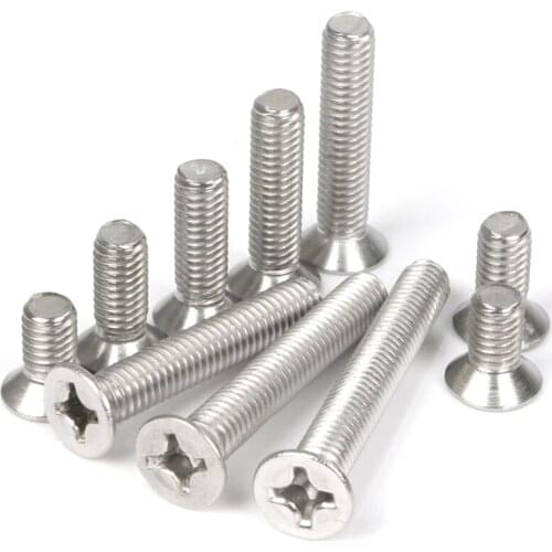 Cross Recessed Flat Head Machine Screw Phillips Countersunk Metric Thread Countersunk Bolt 304 Stainless Steel M4 M5 M6 M8