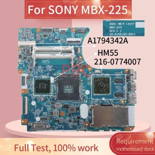 M981 MBX-225 For SONY VPCEC PCG-9111L Laptop motherboard A1794342A A1771579A A1794341 1P-0106J02-8011 HM55 Notebook Mainboard