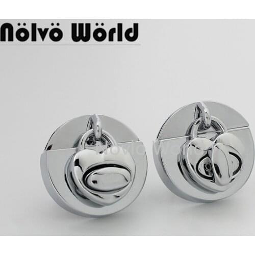 10-30 pieces 29mm Chrome Color Round Heart Shaped Polished Shiny Silver Twist Lock for Men Briefcase Metal Purse Accessories