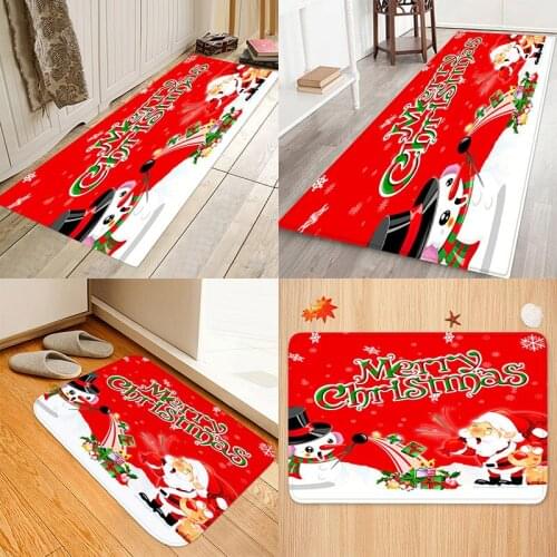Cartoon Christmas Snowman, Santas flannel print, home floor mat