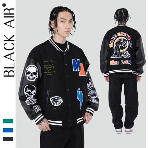 MADEEXTREME skulls Spliced jackets for men colour block windbreaker japanese fashion men bomber jacket 2021 jacket men L303