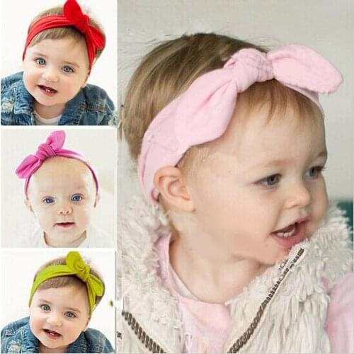 2015 New Girl Headwrap Fashion Ears Bow Hairband kids Top Knot Cotton HeadbandHair Accessories Hairware 12pcs/lot