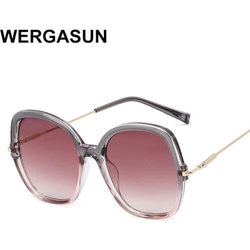 WERGASUN 2020 NEW Oversized Sunglasses Women Luxury Brand Designer Vintage Sunglass Fashion Big Frame Sun Glasses UV400