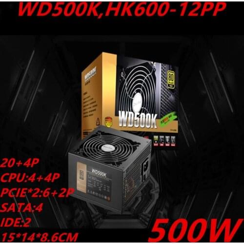 New PSU For Huntkey Brand WD500K ATX RTX2070 RX580 80PLUS Gold Silence Computer Game Power Supply 500W Power Supply HK600-12PP