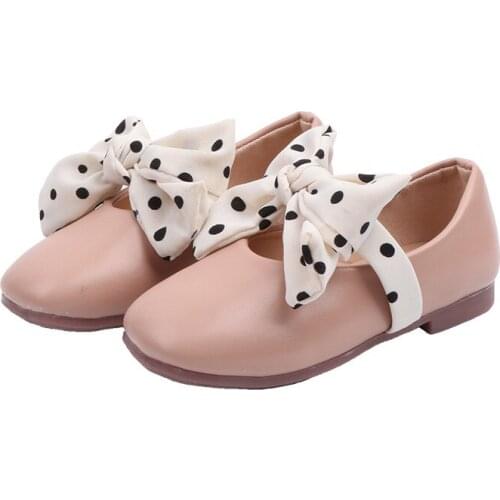 White Pink Black Baby Girls Shoes Kids Soft bottom dot bow Princess Shoes Girls Single shoes Childrens chaussure fille 2 3 4-14T