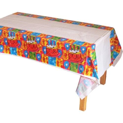 Disposable Plastic Table Cloth Happy Birthday Cake TableCover Tablecloth Waterproof For Kids Birthday Party Decoration 180*108cm