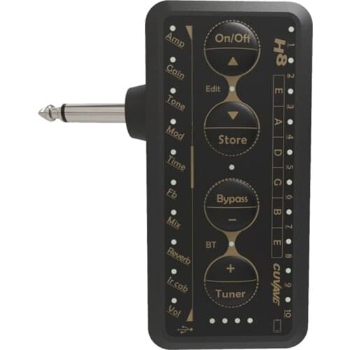 CUVAVE Portable Electric Guitar Amplifier H8 Mini Headphone Amp Built-in Delay Tuner Phaser Reverb Effect IR Cabinet Guitar Plug