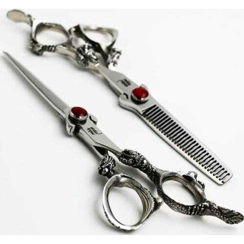 6 Inch Professional Pet Scissors Dog Grooming Cutting+Thinning Shears Kit for Animals Hair Scissors Japan440C Dragon Handle