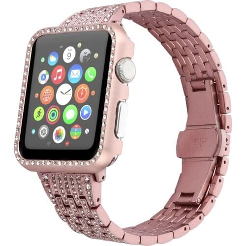 Watch Band for Rhinestone Stainless Steel Belt Bling Strap for Apple Watch SE Series 6 5 4 Bands 44mm 40mm 42mm 38mm Wristband